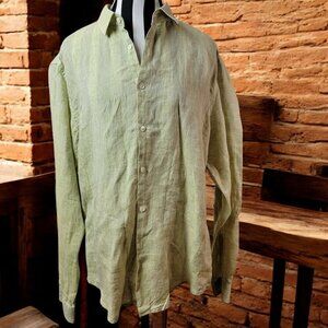 David Naman 100% Linen Long Sleeve Shirt – Size XL – Italian Craftsmanship
